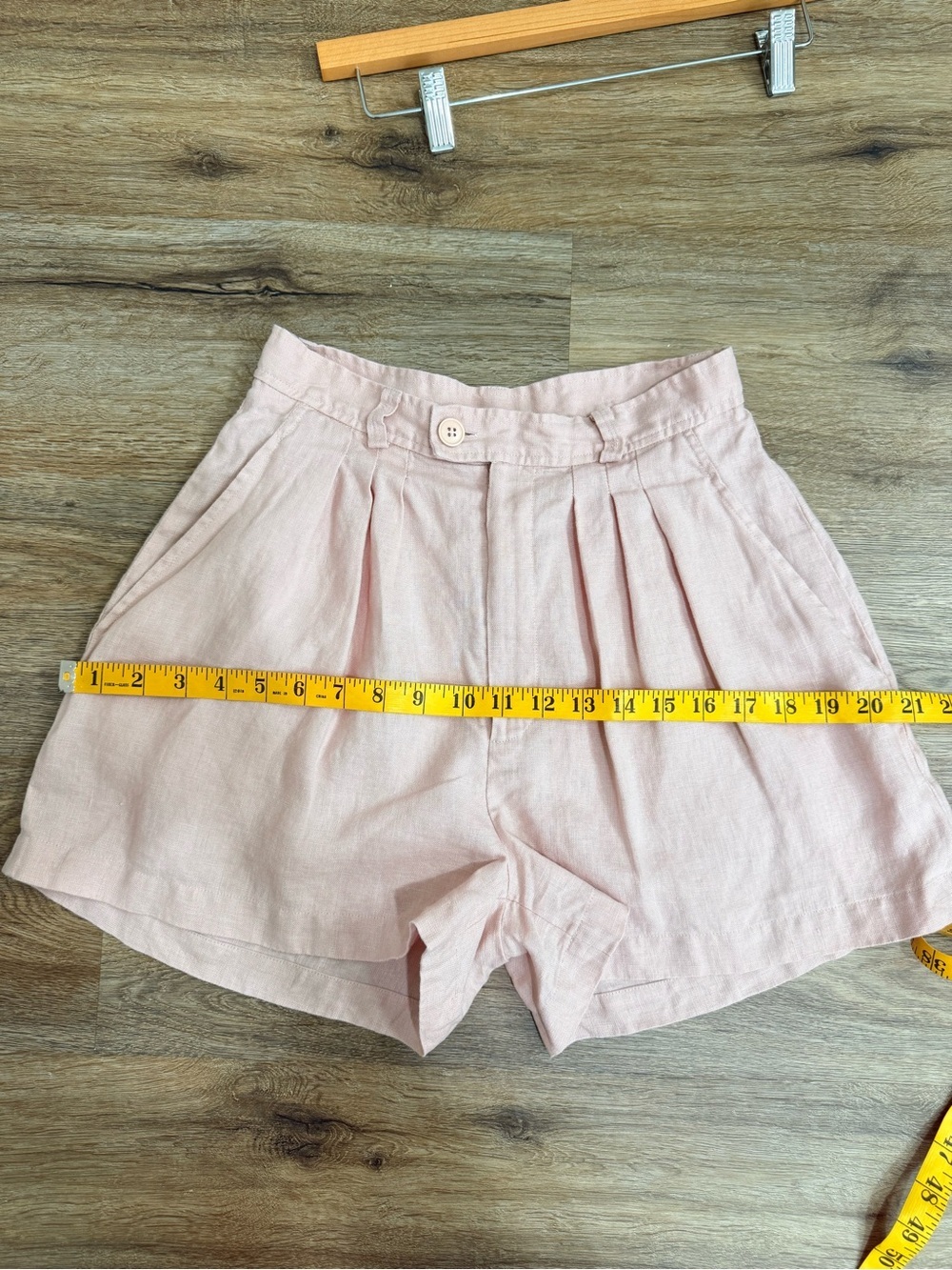 POSSE 100% Linen Pink Pleated High Rise Shorts S Resort Coastal Luxury - Picture 9 of 9